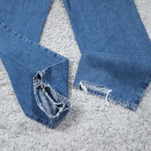 Levi's 94 Baggy Y2K Loose Straight Leg Ripped Blue Jeans Women's Size 28x33 - Picture 8 of 12